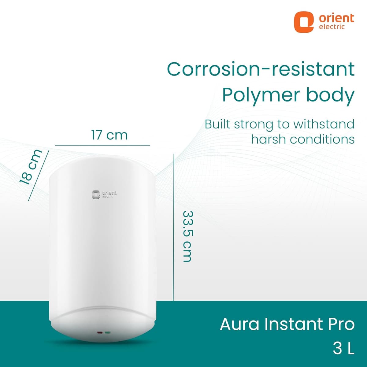 Orient Electric Aura Instant Pro 3L Geyser, 3000 W thumbnail 2