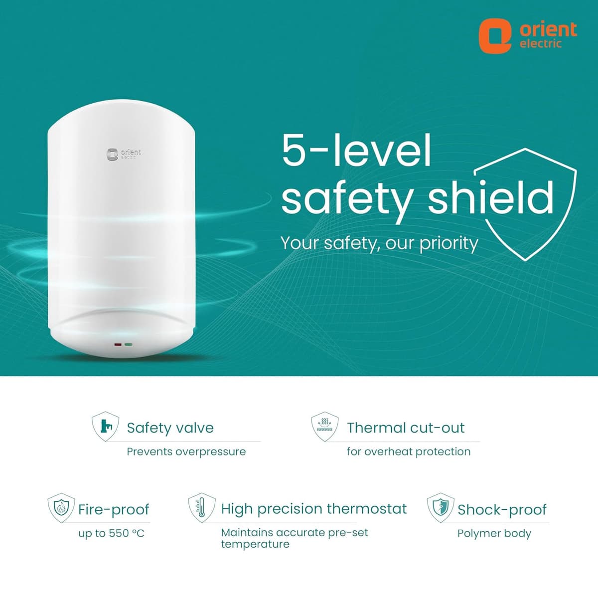 Orient Electric Aura Instant Pro 3L Geyser, 3000 W thumbnail 3