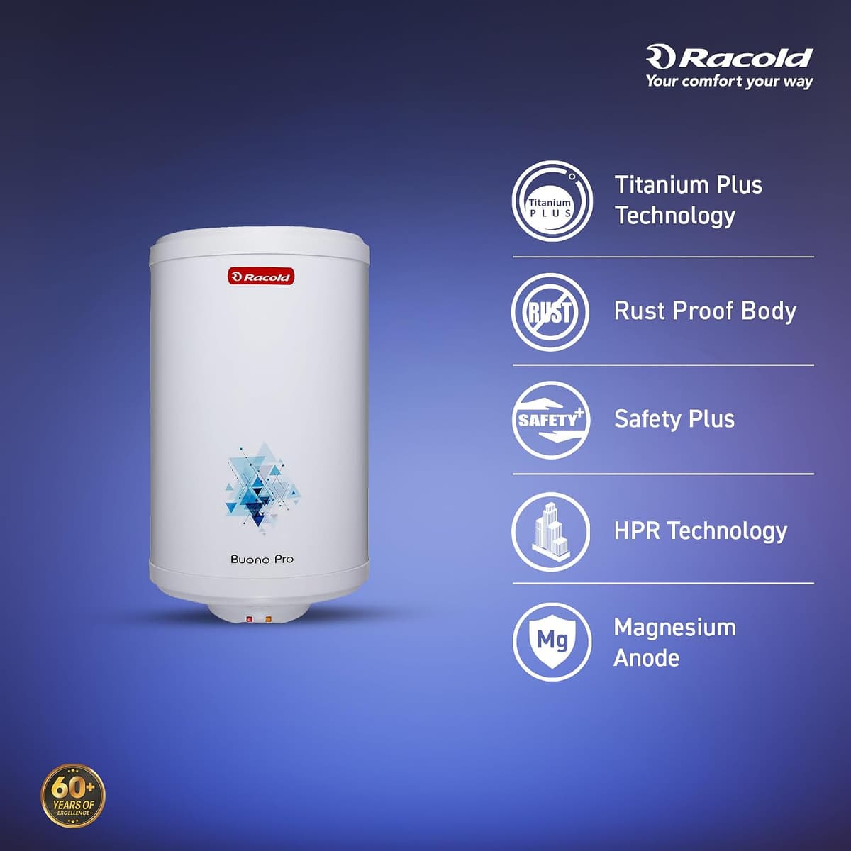 Racold Buono Pro NXG 15L 5 Star Storage Geyser thumbnail 4