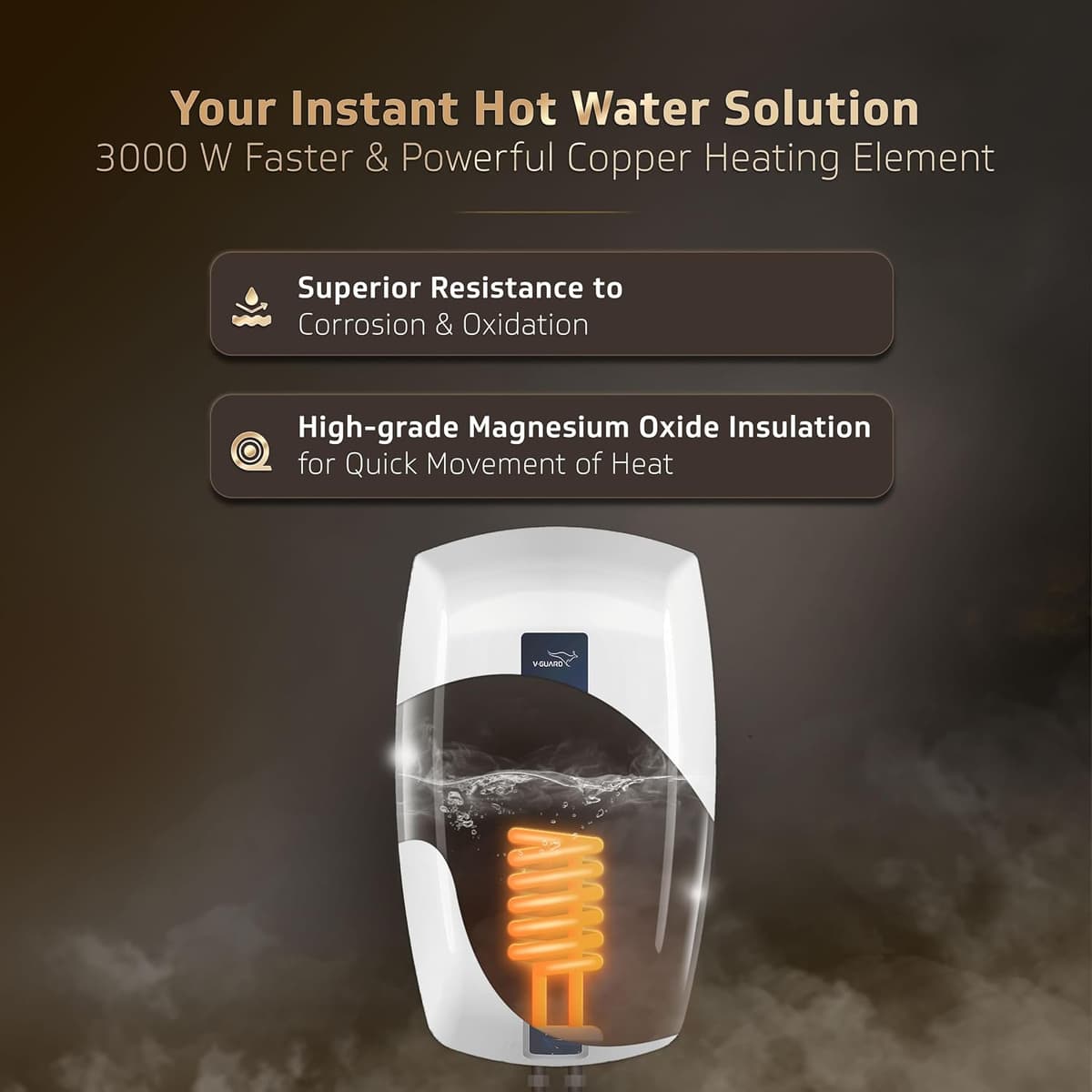 V-Guard Zio 3L Instant Geyser, 3000 W thumbnail 4