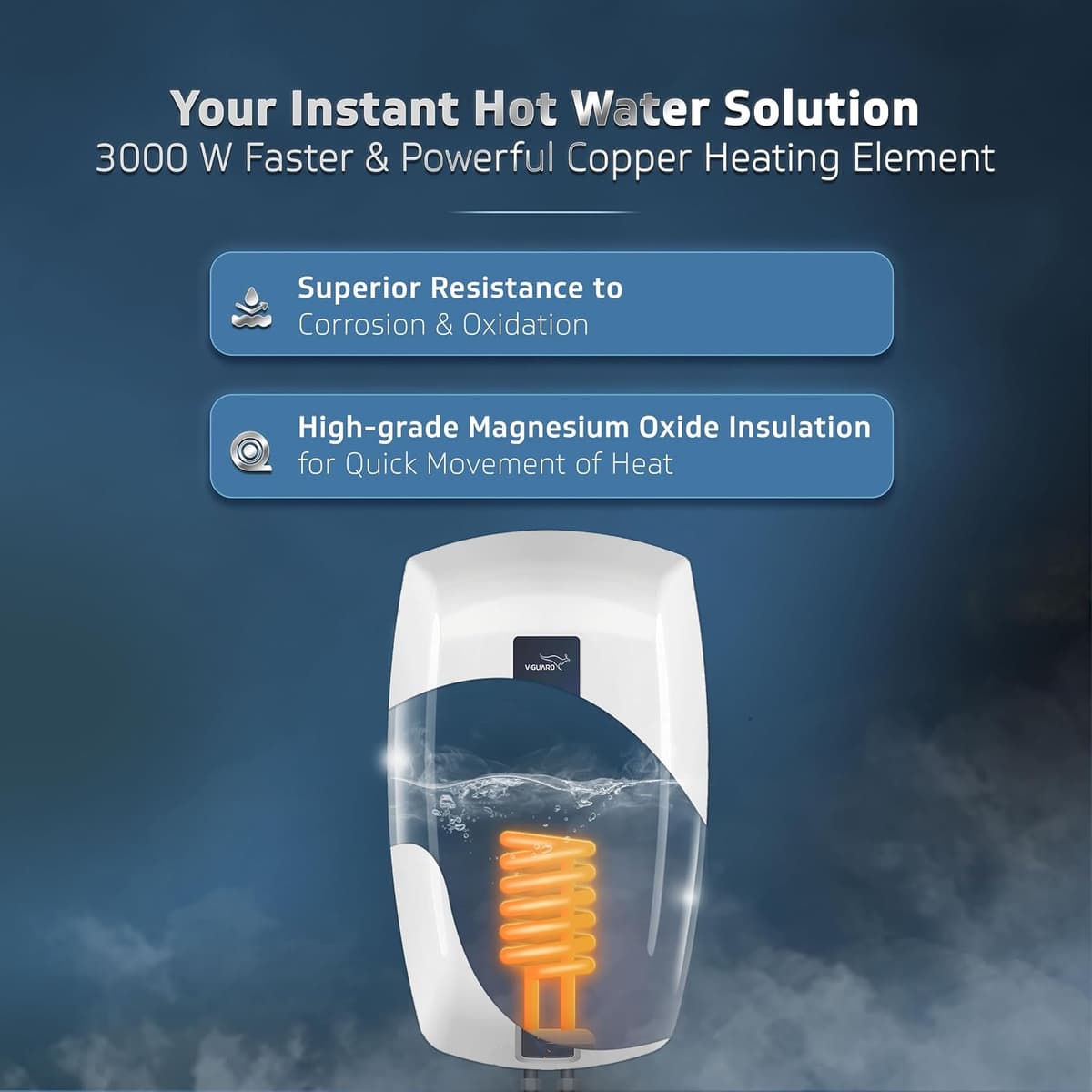 V-Guard Zio 5L Instant Geyser, 3000 W thumbnail 3