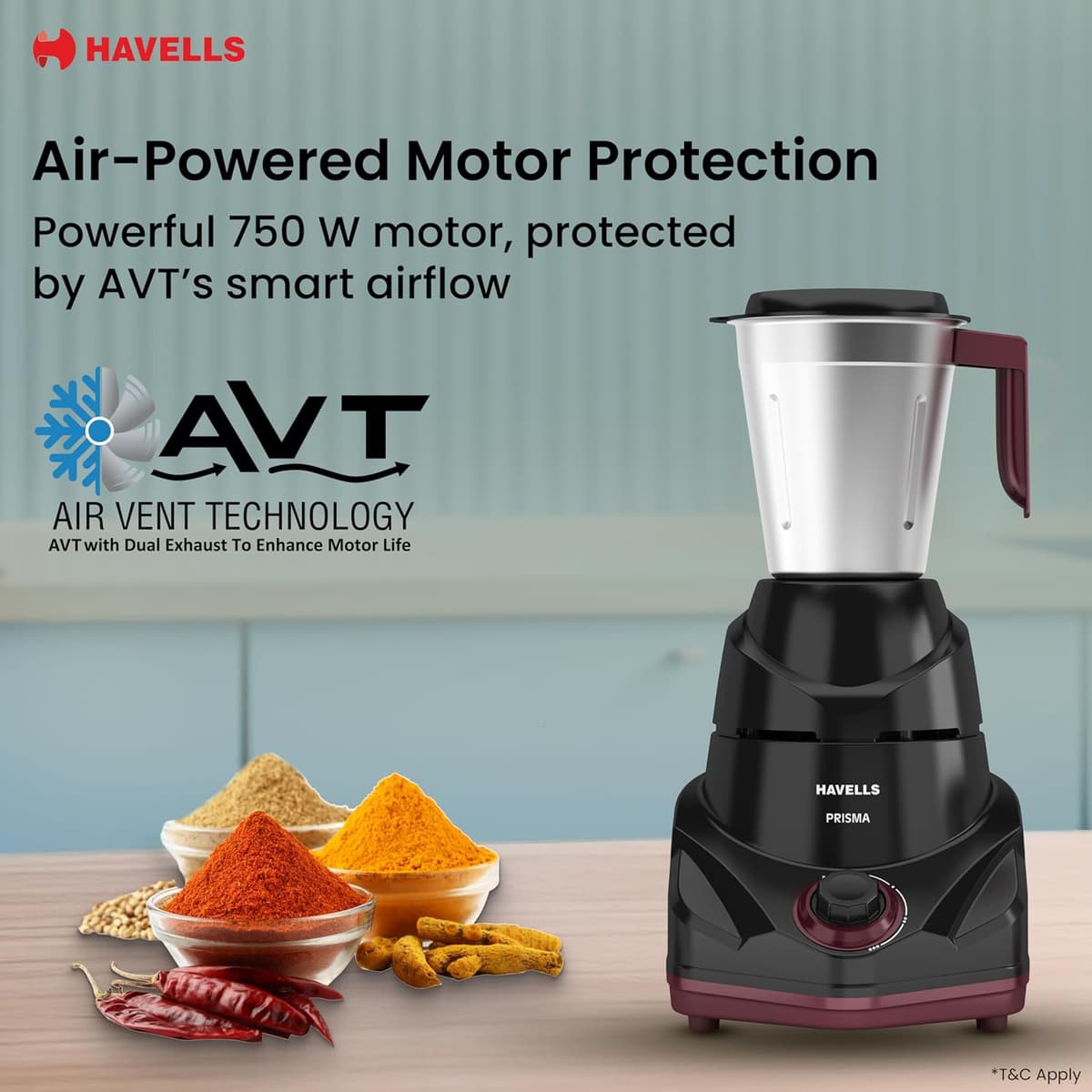 Havells Prisma 750W Mixer Grinder (3 Jars) thumbnail 3