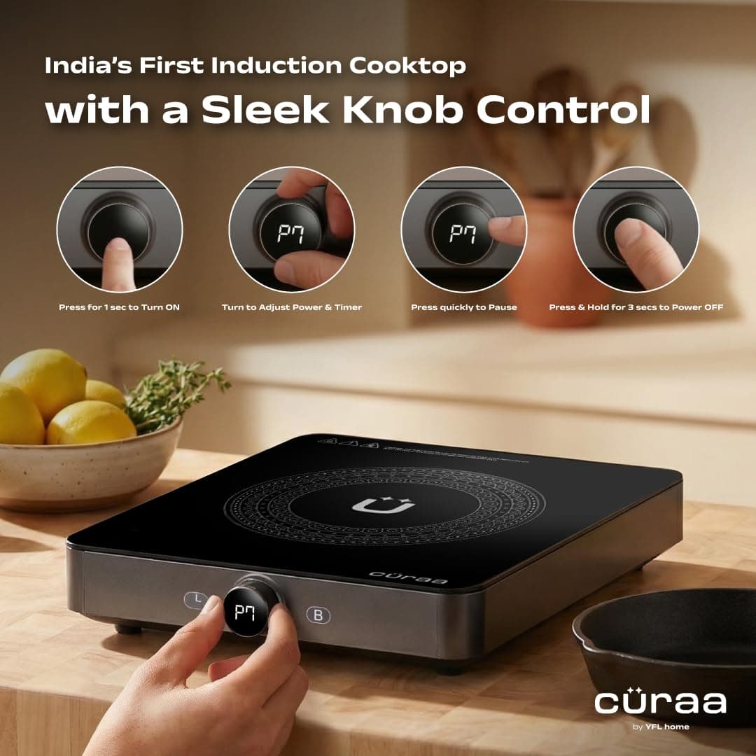 CÜRAA IndiePro 2100W Induction Stove with Rotary Knob thumbnail 3