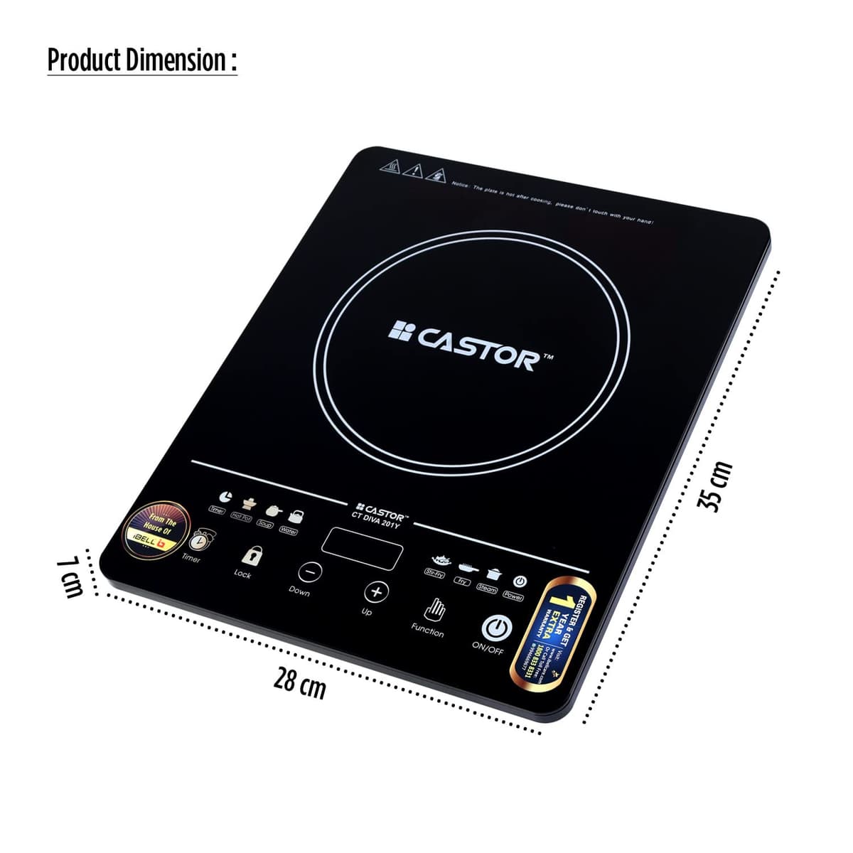 iBELL Castor DIVA 2000W Induction Cooktop thumbnail 2
