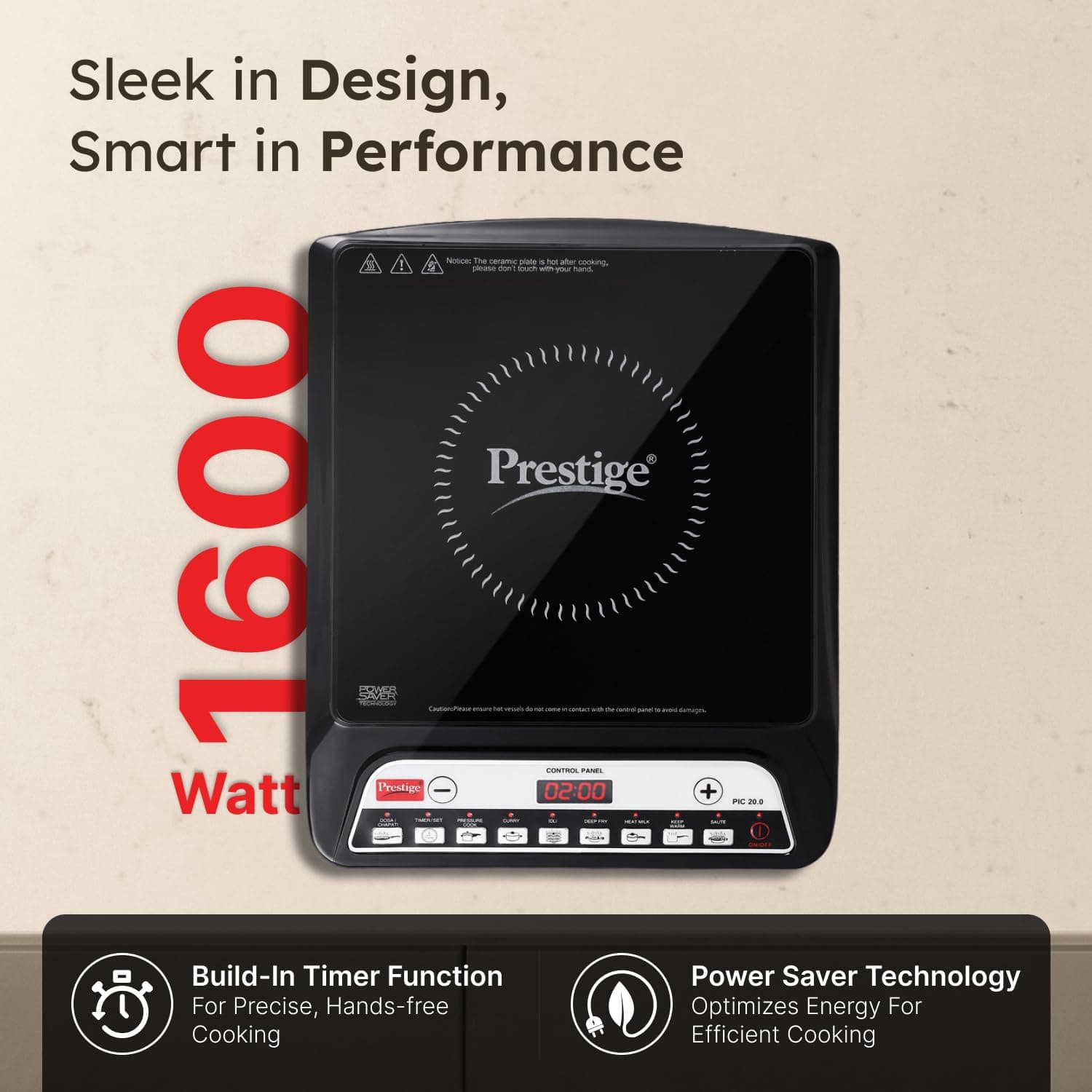 Prestige PIC 20 Neo 1600W Induction Cooktop thumbnail 3