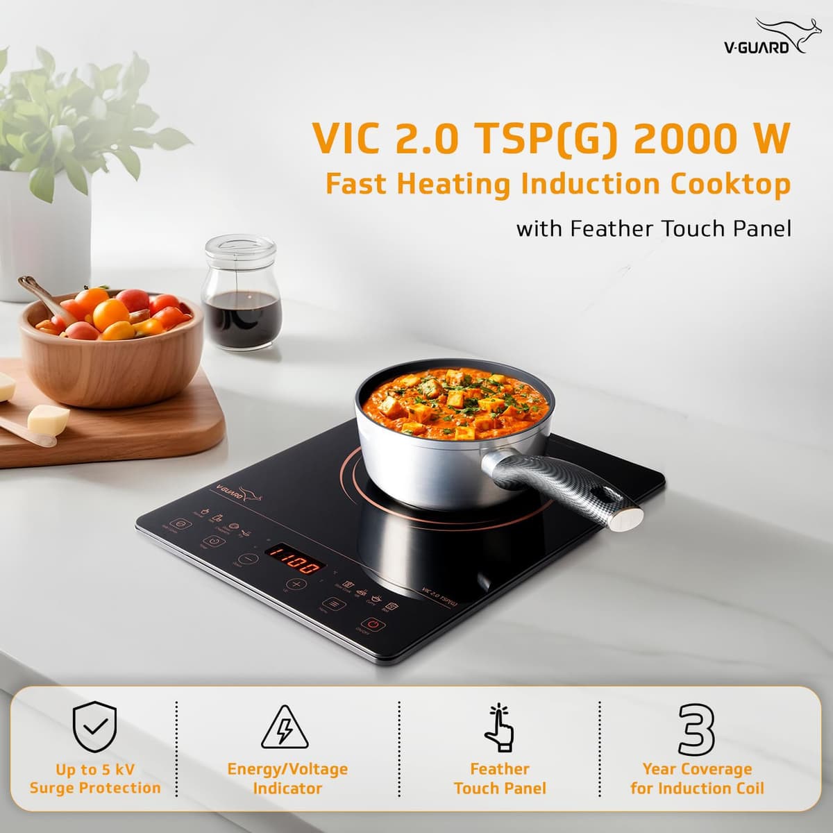 V-Guard VIC 2.0 TSP 2000W Induction Cooktop thumbnail 3