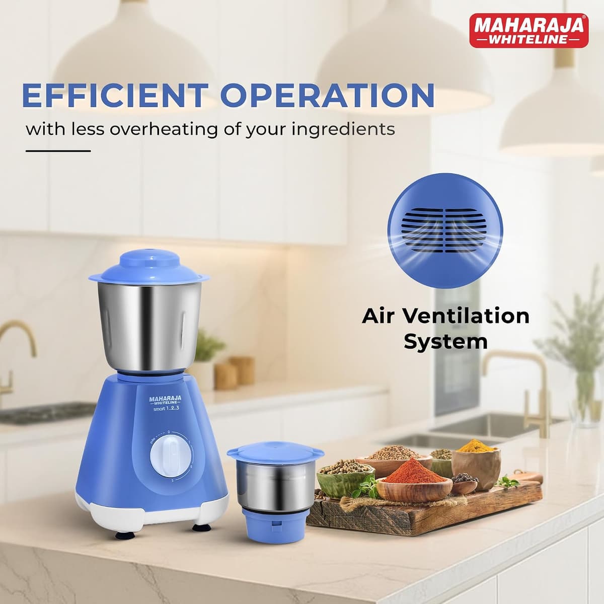 Maharaja Whiteline Smart 123 500W Mixer Grinder (2 Jars) thumbnail 3