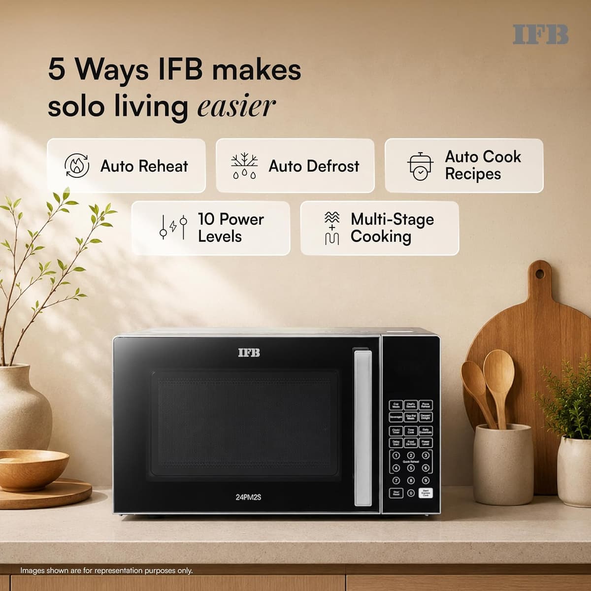 IFB 24L Solo Microwave Oven (24PM2S, Silver) thumbnail 3