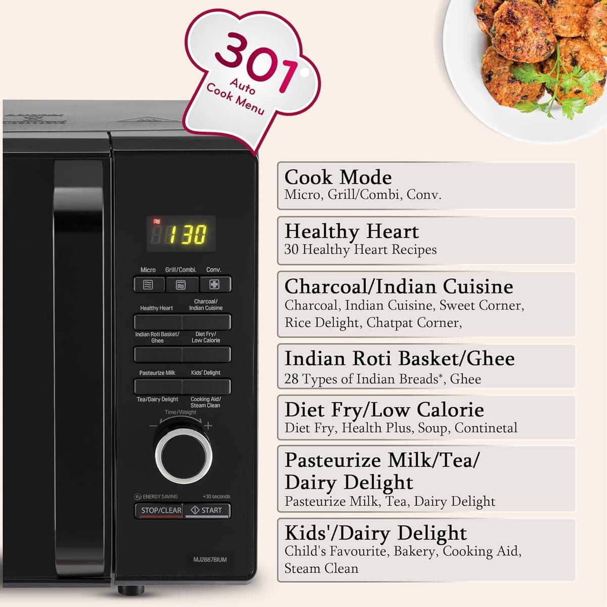 LG 28L Charcoal Convection Microwave Oven (MJ2887BIUM) thumbnail 4