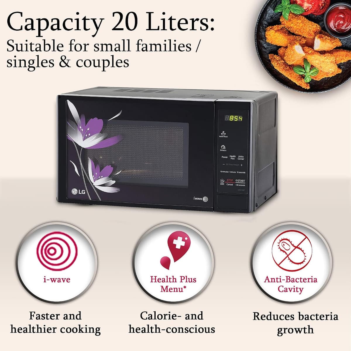 LG 20L Solo Microwave Oven (MS2043BP, Black) thumbnail 4