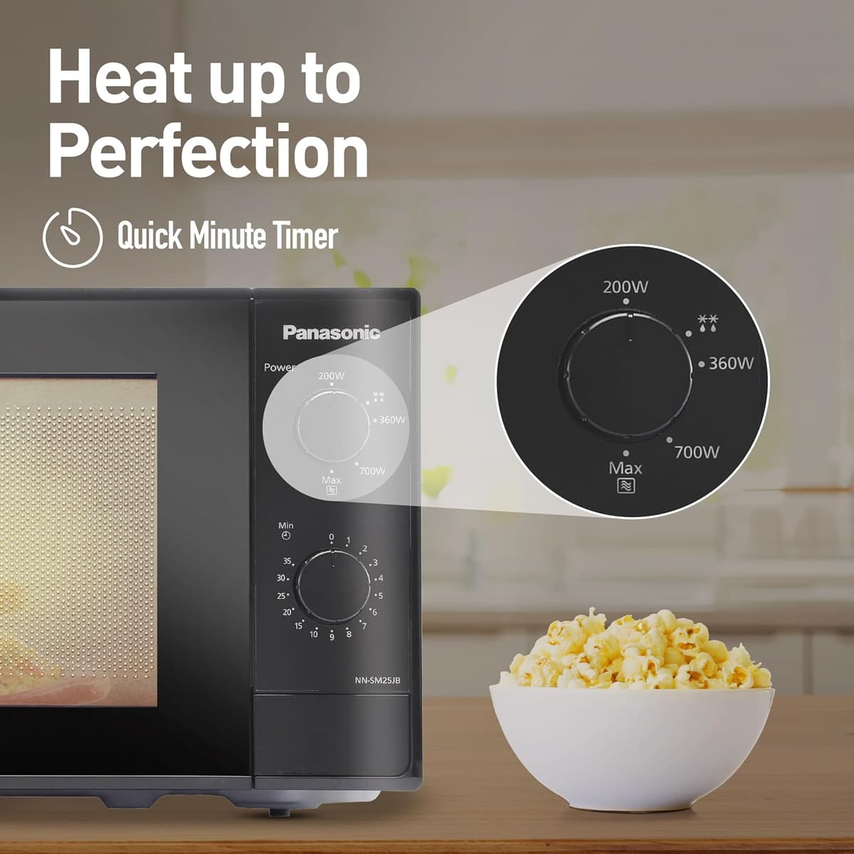 Panasonic 20L Solo Microwave Oven (NN-SM25JBFDG, Black, Jog Dial) thumbnail 3