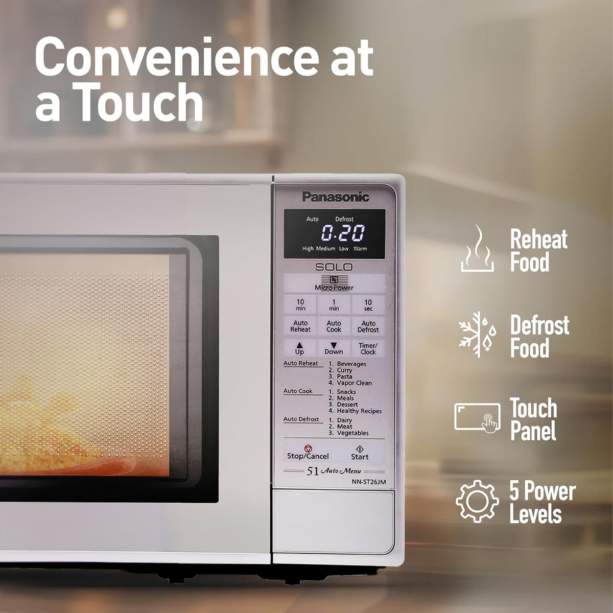 Panasonic 20L Solo Microwave Oven (NN-ST26JMFDG, Silver) thumbnail 4