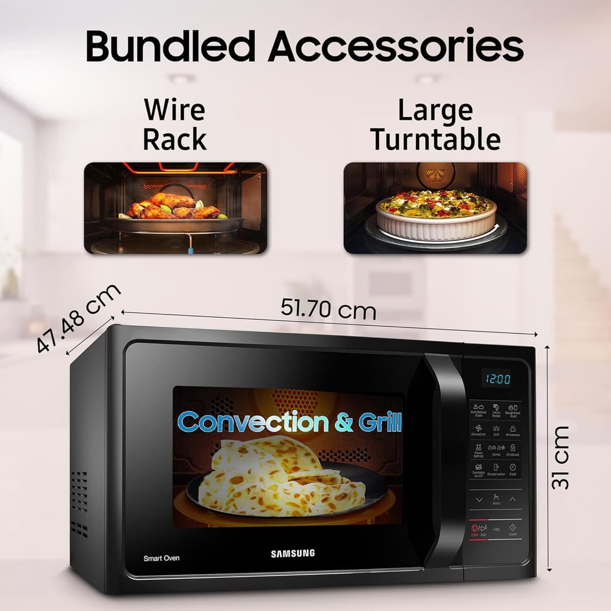 Samsung 28L Convection Microwave Oven with Curd Making (MC28A5013AK) thumbnail 2