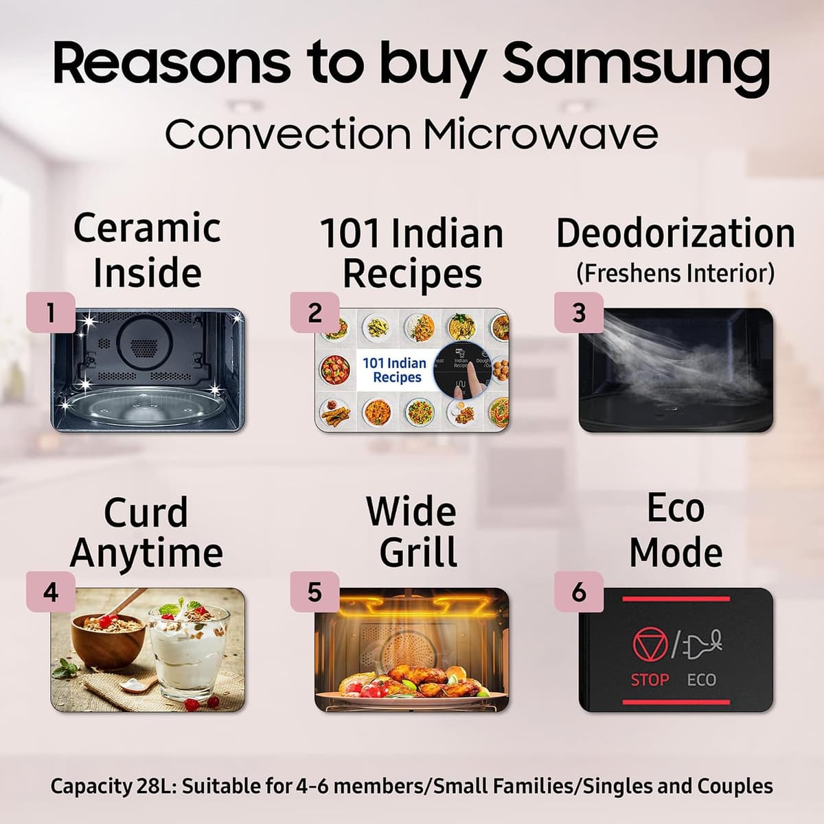 Samsung 28L Convection Microwave Oven with Curd Making (MC28A5013AK) thumbnail 3