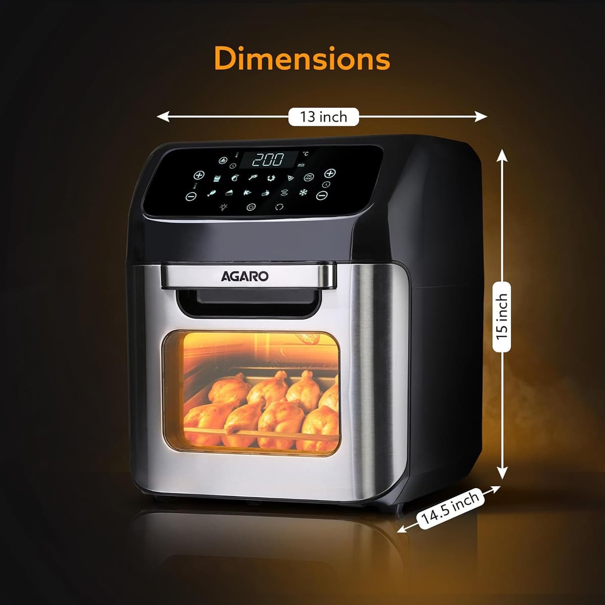 AGARO Regency 12L Air Fryer Oven with Rotisserie, 1800W thumbnail 2