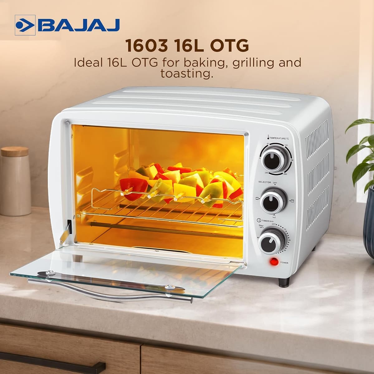 Bajaj 1603T 16L OTG, 1200W (White) thumbnail 3