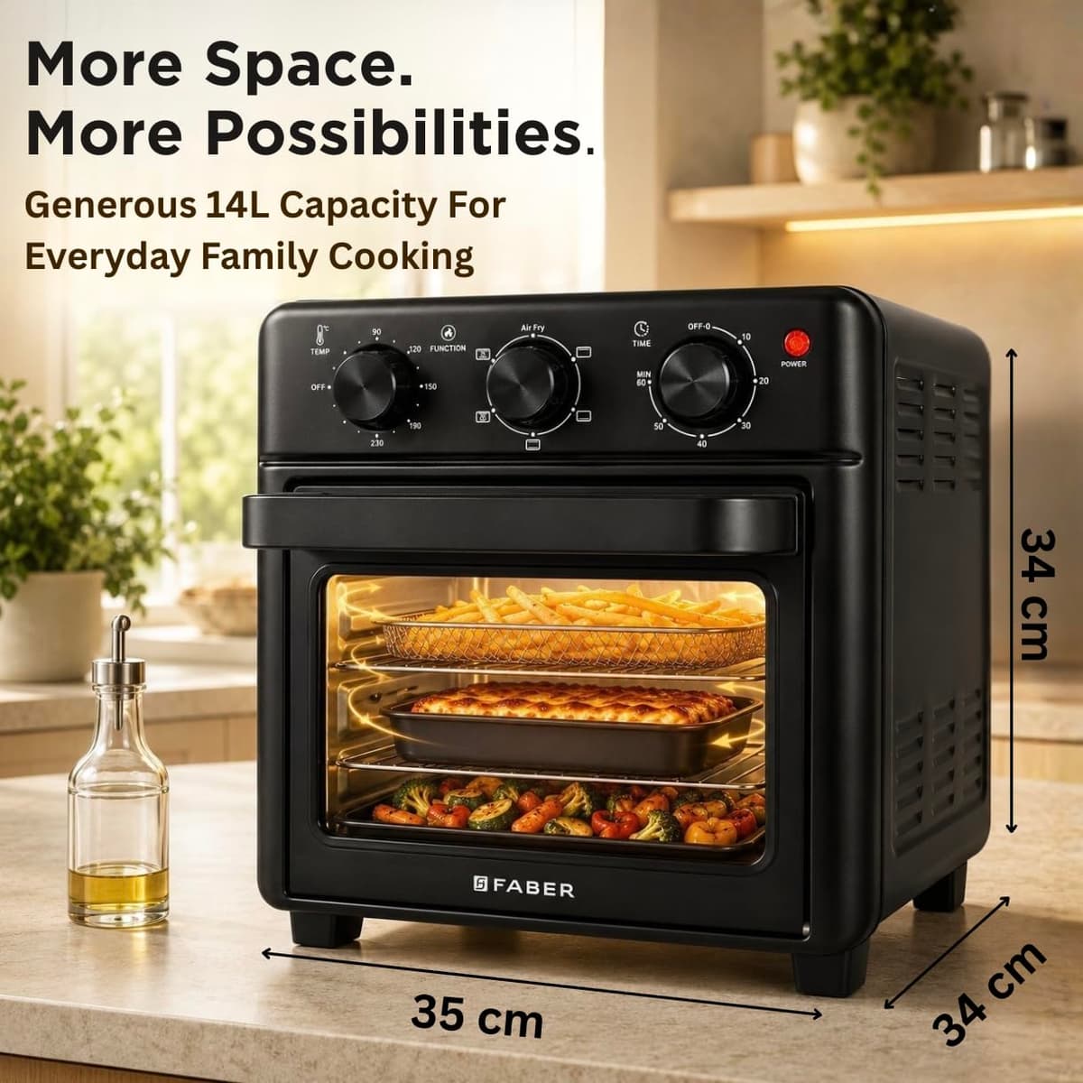 Faber 14L Air Fryer Oven, 1400W (FFAO CrispX Pro 14 BK) thumbnail 2