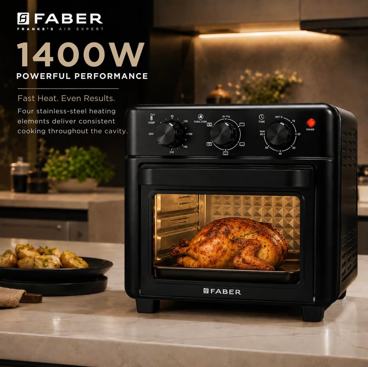 Faber 14L Air Fryer Oven, 1400W (FFAO CrispX Pro 14 BK) thumbnail 3