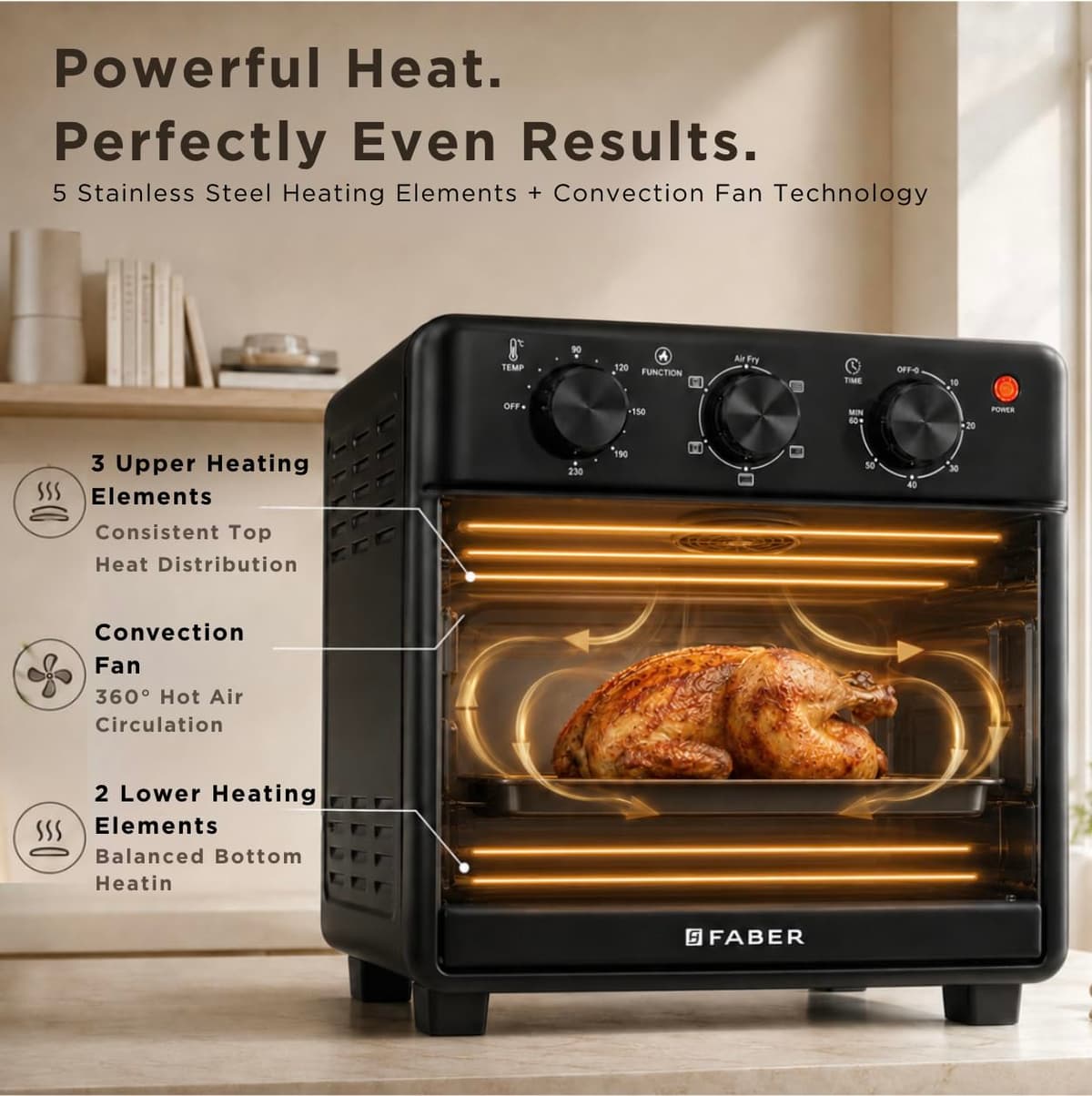 Faber 14L Air Fryer Oven, 1400W (FFAO CrispX Pro 14 BK) thumbnail 4