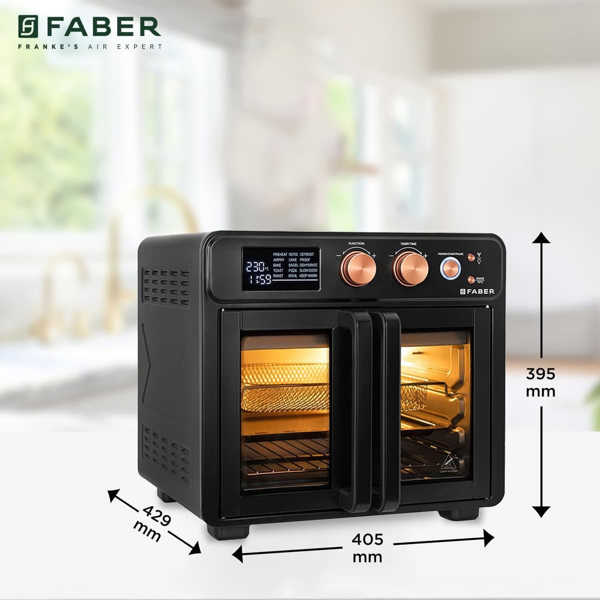 Faber 25L Air Fryer Oven with Rotisserie, 1700W (FAO 25L 15F BK) thumbnail 2