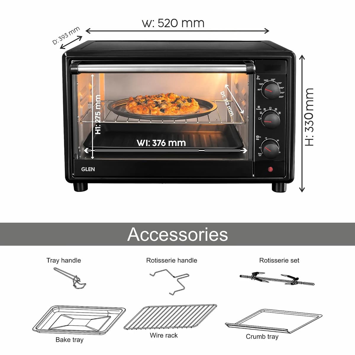 Glen 35L OTG with Convection and Motorised Rotisserie (SA5035BLRC) thumbnail 3