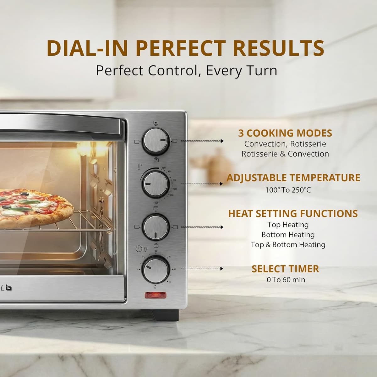 iBELL 30L Stainless Steel OTG with Convection and Motorised Rotisserie (EOSS30LG) thumbnail 4