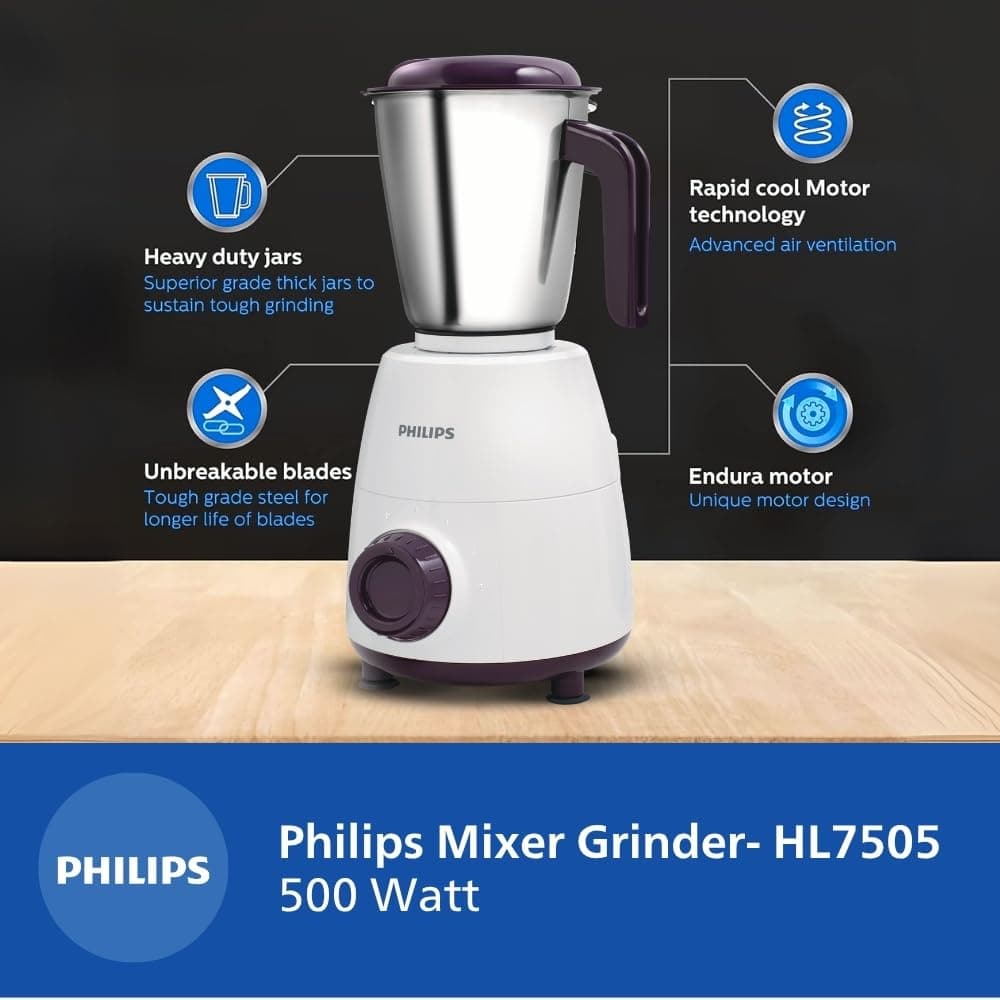 Philips HL7505 500W Mixer Grinder thumbnail 2