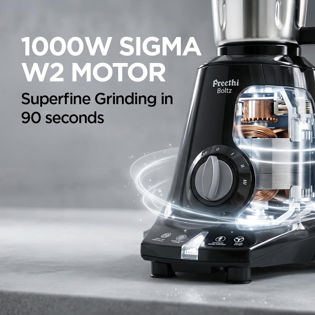 Preethi Boltz 1000W Mixer Grinder (4 Jars) thumbnail 2