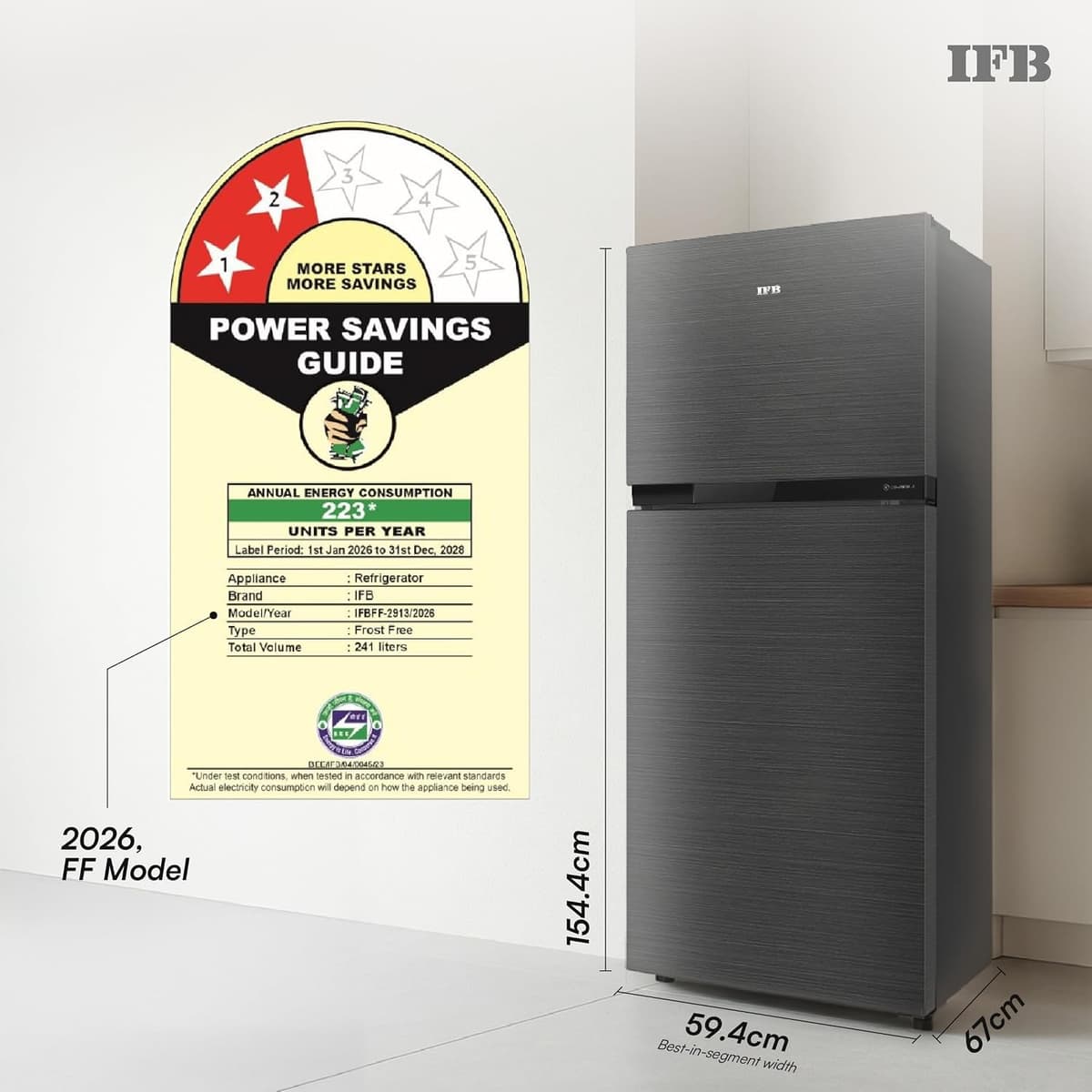 IFB 241L 2 Star 10-in-1 Convertible Frost Free Double Door (IFBFF-291BYOSET) thumbnail 2