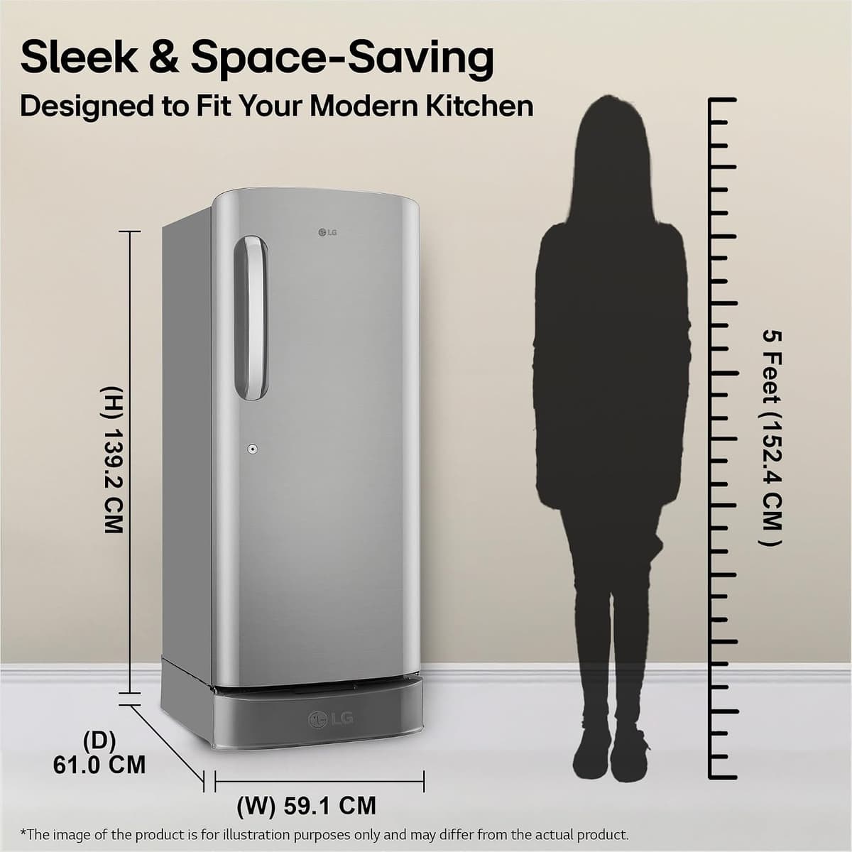 LG 224L 5 Star Smart Inverter Direct Cool Single Door (GLD2356ZAPZ) thumbnail 2