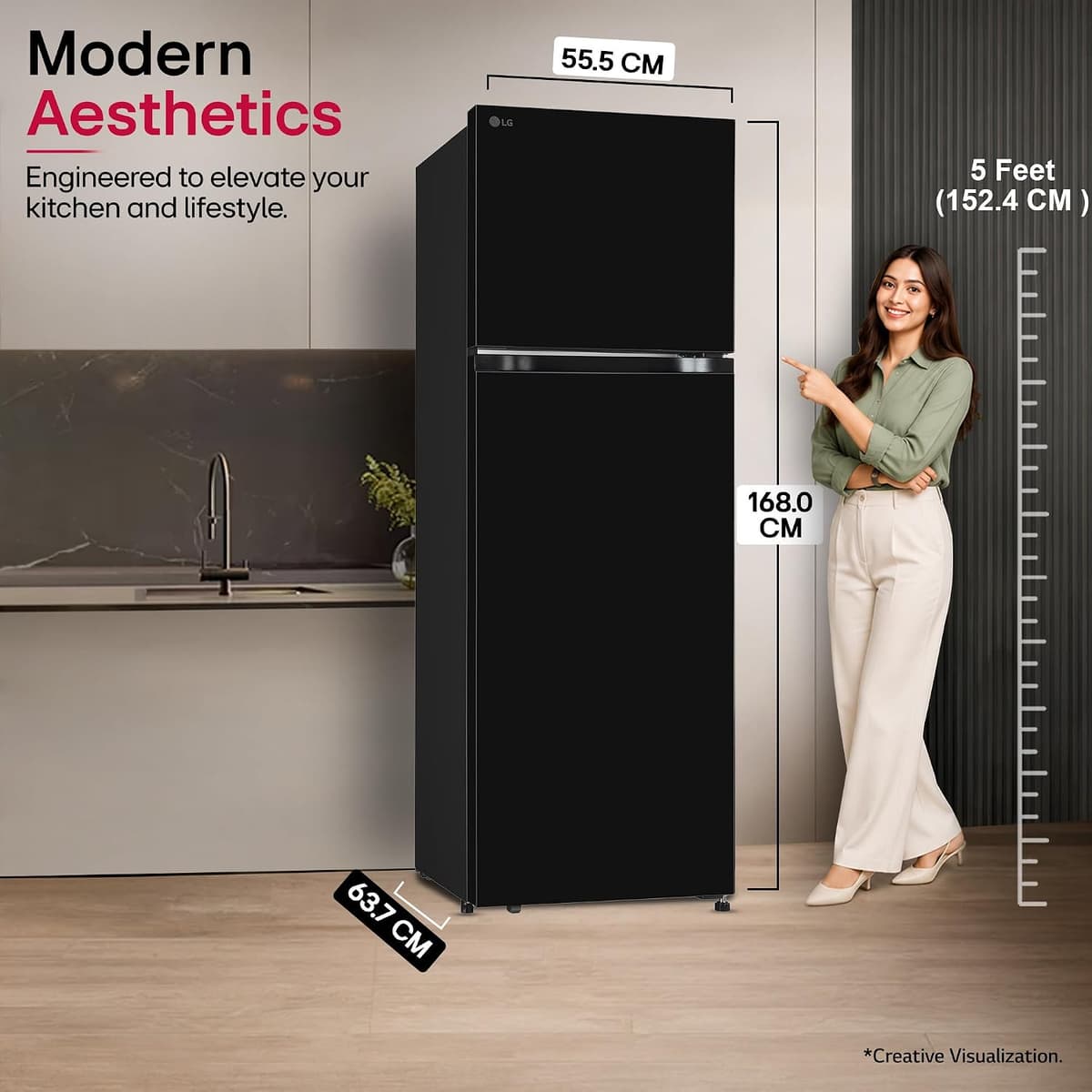 LG 276L 2 Star Frost-Free Smart Inverter Convertible Double Door (GLT2826XWOB) thumbnail 2