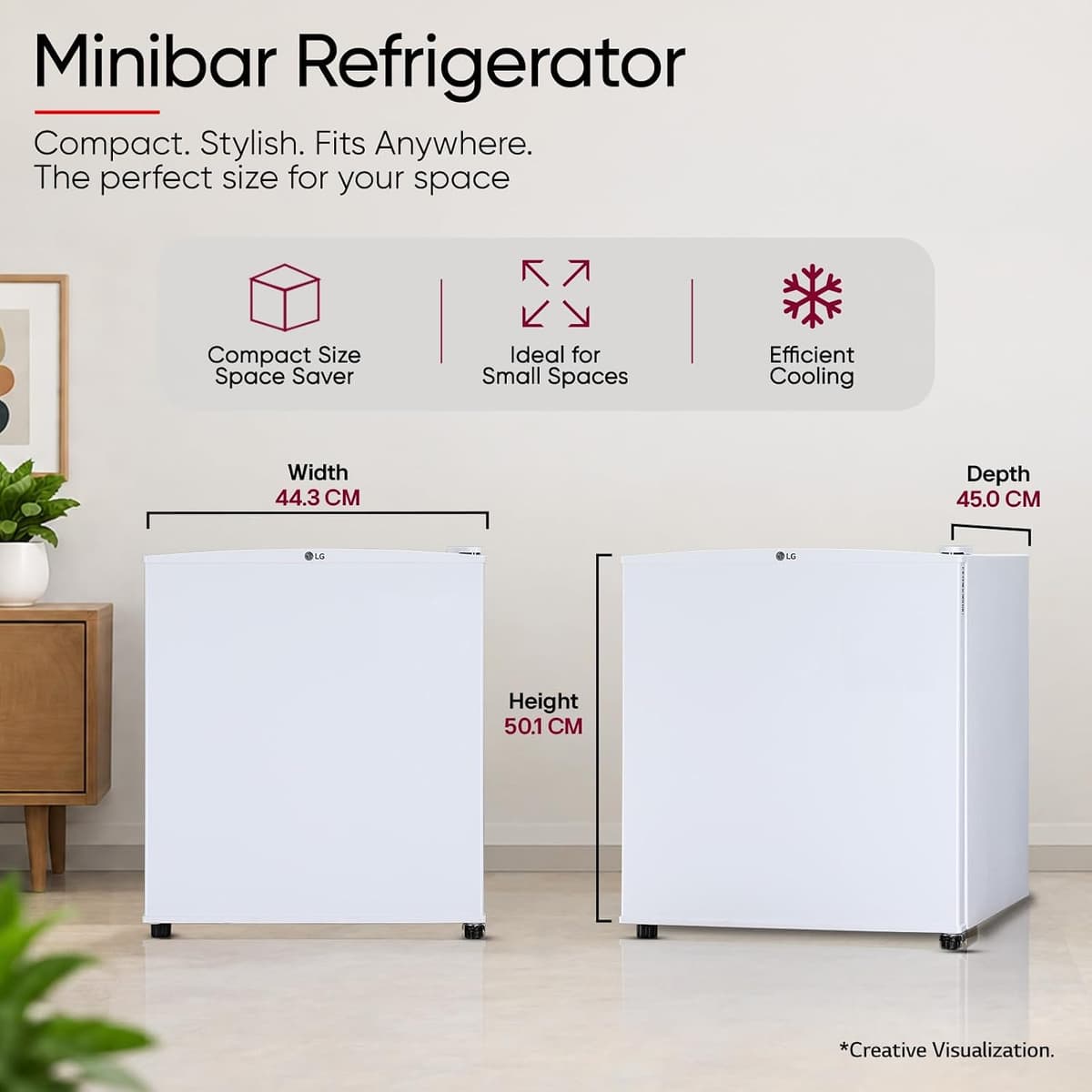 LG 43L 3 Star Direct Cool Minibar Refrigerator (GLD0536VRSW) thumbnail 2