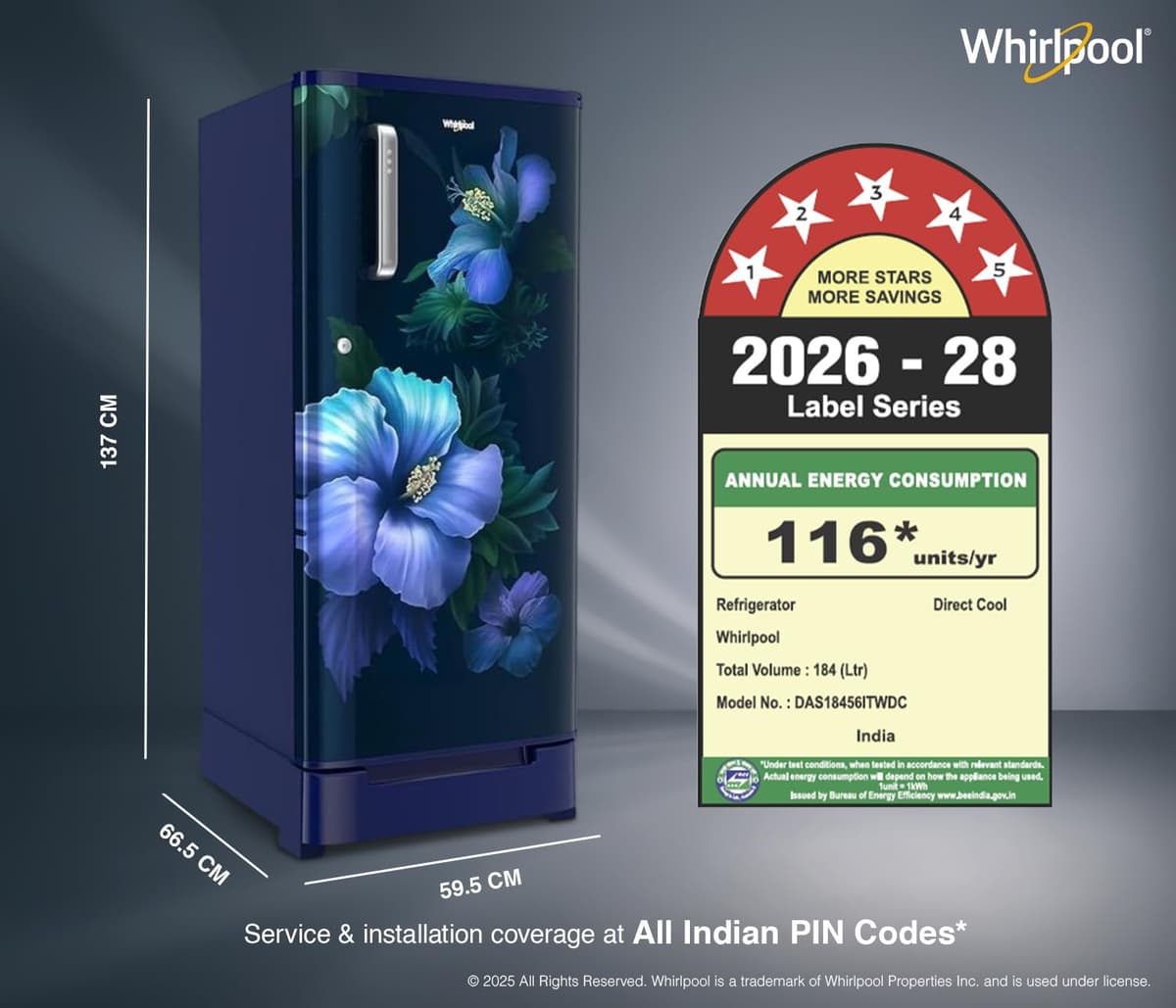Whirlpool 184L 5 Star Intellisense Inverter Direct Cool Single Door (205 WDE ROY 5S) thumbnail 2