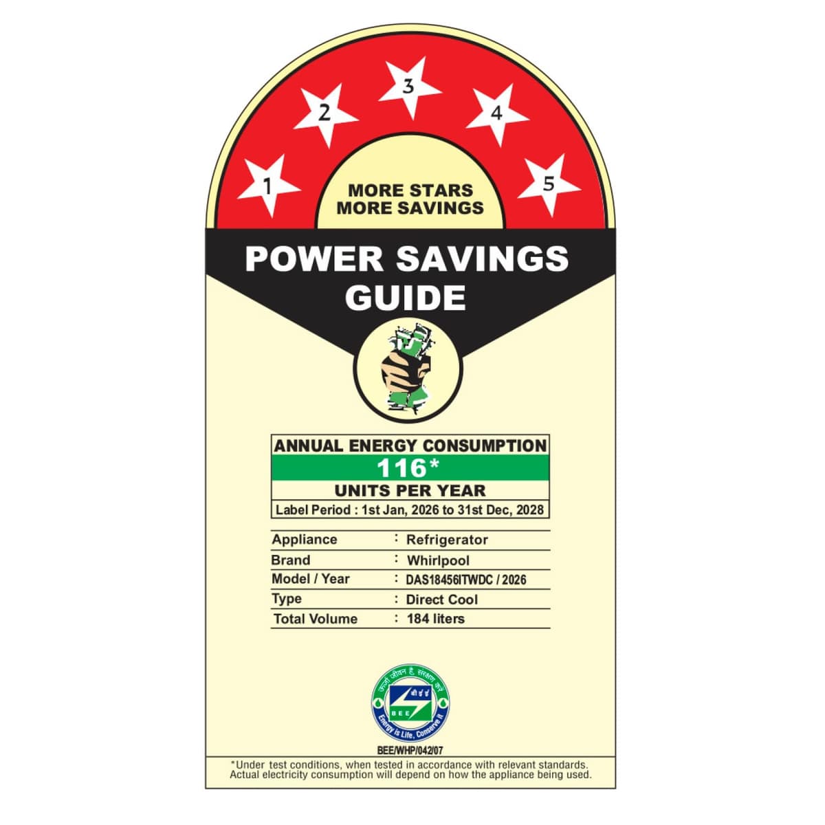 Whirlpool 184L 5 Star Intellisense Inverter Direct Cool Single Door (205 WDE ROY 5S) thumbnail 3