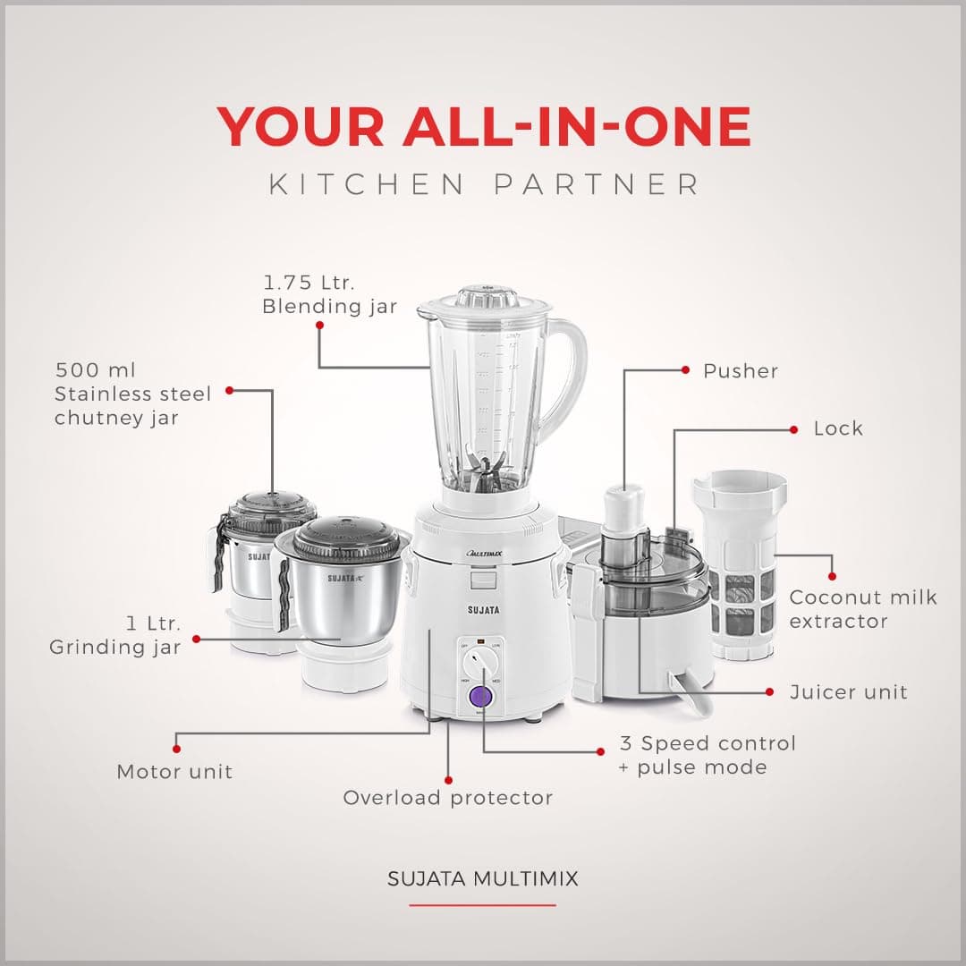 Sujata Multimix 900W Juicer Mixer Grinder thumbnail 2