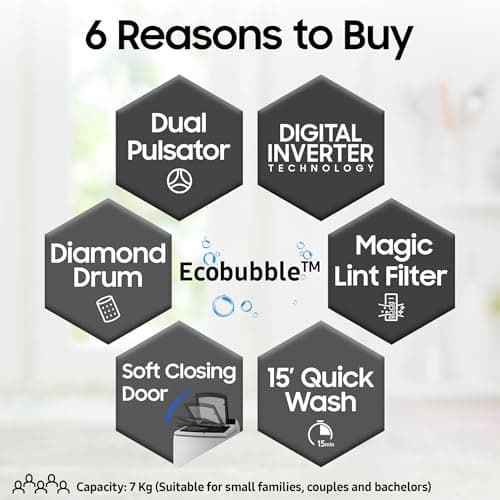 Samsung 7 Kg 5 Star Digital Inverter Top Load (WA70BG4441BGTL) thumbnail 3