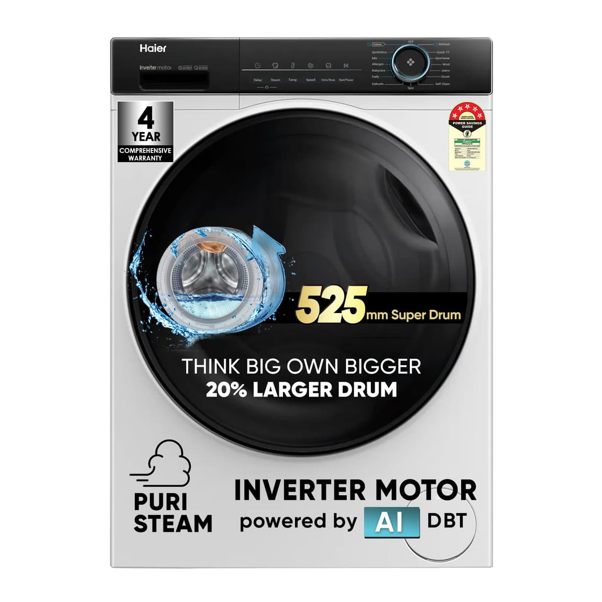 Haier 8 Kg 5 Star AI-DBT PuriSteam Inverter Front Load (HW80-IM12929C) - view 1