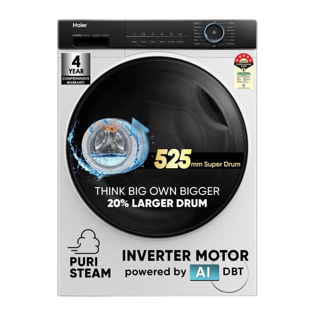 Haier 8 Kg 5 Star AI-DBT PuriSteam Inverter Front Load (HW80-IM12929C)