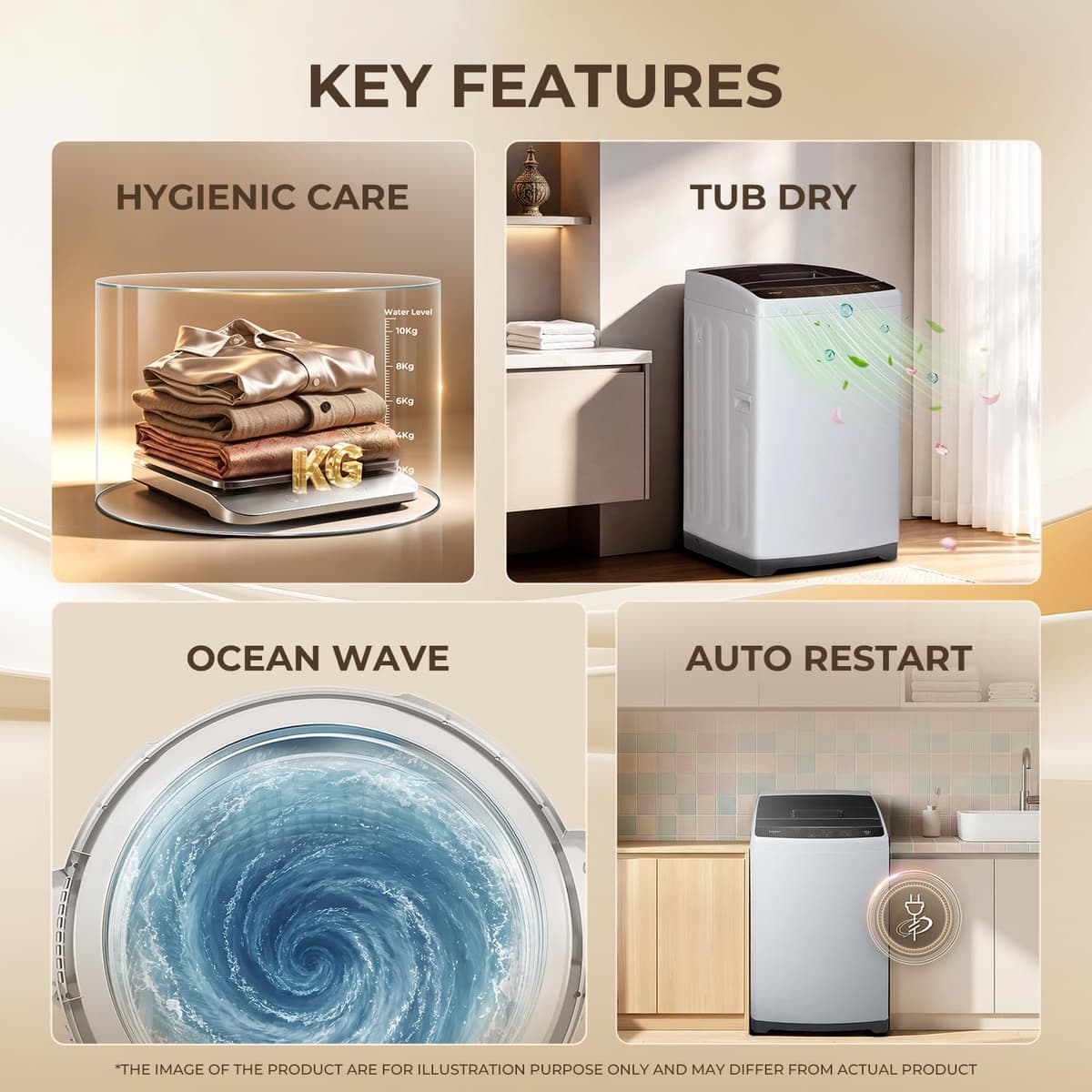 Haier 7 Kg 5 Star Oceanus Wave Drum Fully Automatic Top Load (HWM70-AEN) thumbnail 2