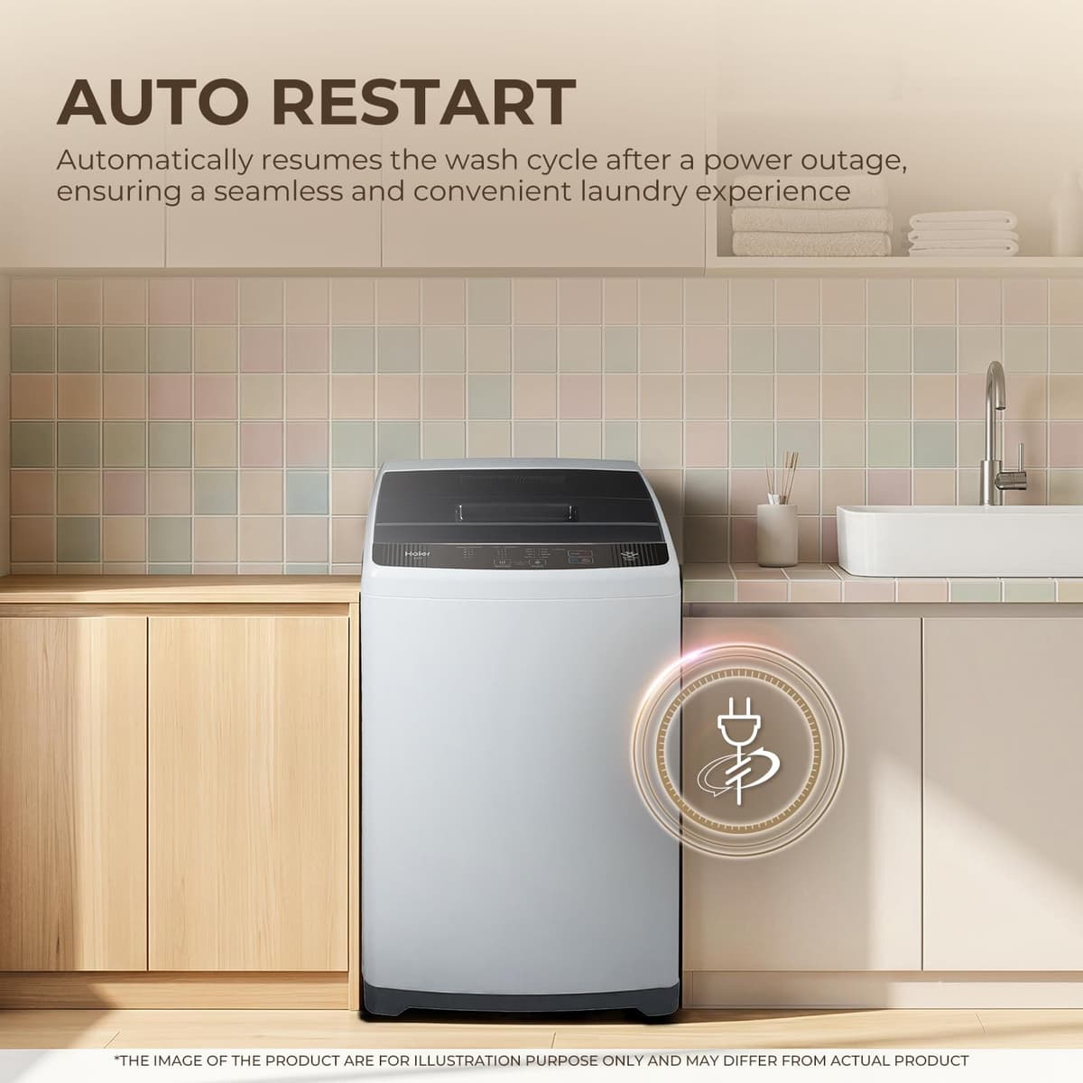 Haier 7 Kg 5 Star Oceanus Wave Drum Fully Automatic Top Load (HWM70-AEN) thumbnail 3