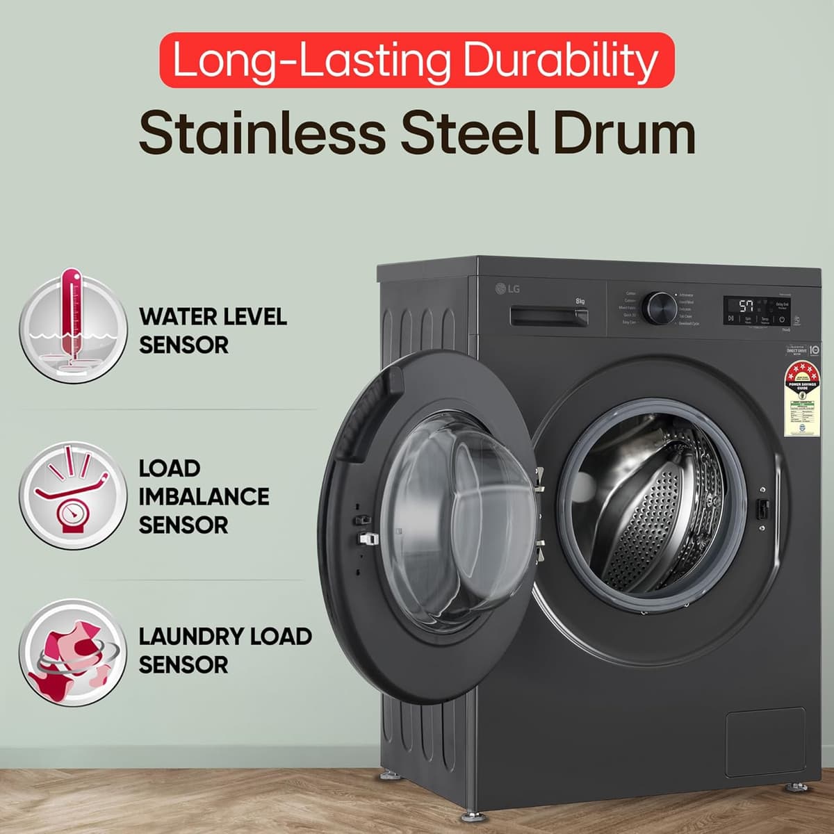 LG 8 Kg 5 Star AI Direct Drive Front Load (FHB1208Z4M) thumbnail 2
