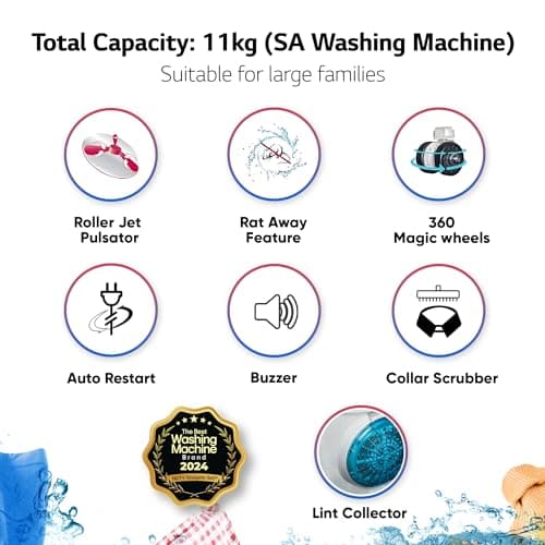 LG 11 Kg 5 Star Semi-Automatic Top Load (P1155SKAZ) thumbnail 2