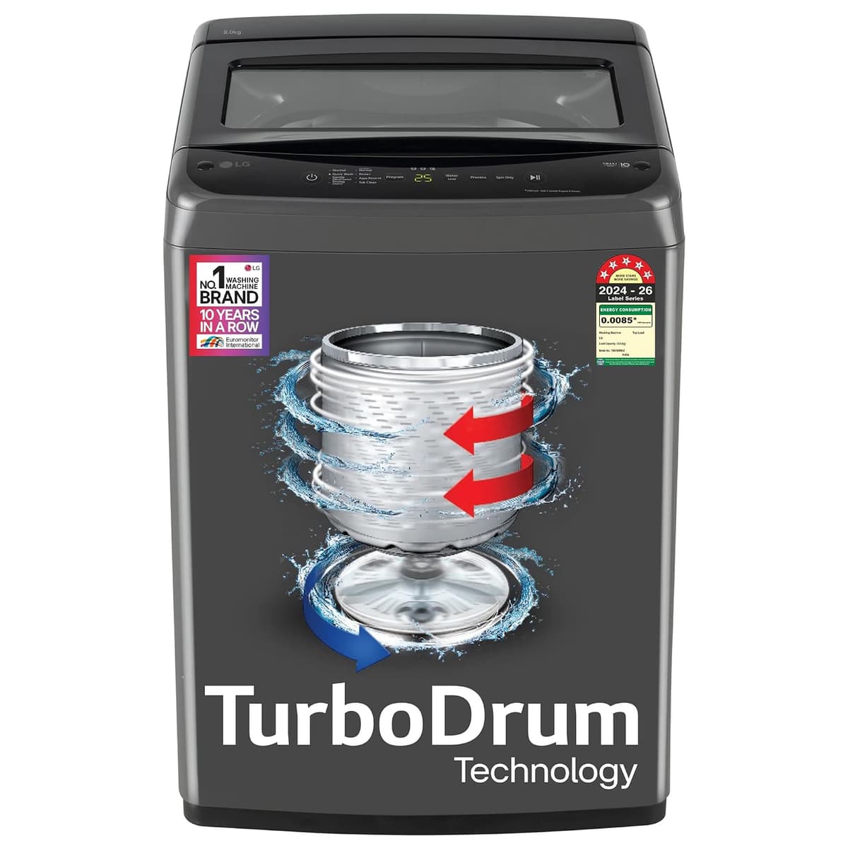 LG 8 Kg 5 Star Smart Inverter TurboDrum Top Load (T80VBMB4Z) - view 1