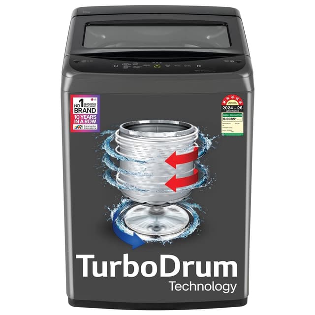 LG 8 Kg 5 Star Smart Inverter TurboDrum Top Load (T80VBMB4Z)