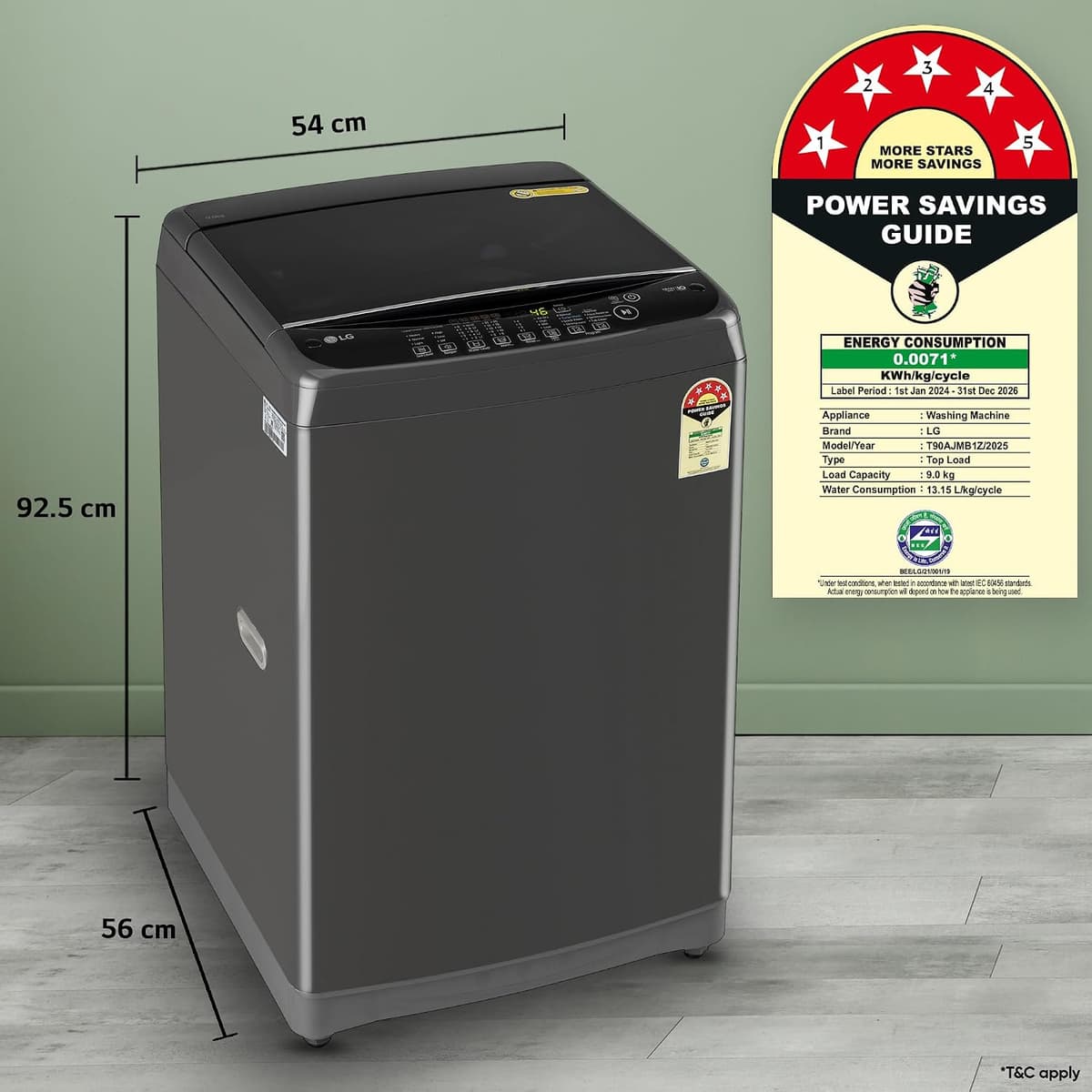 LG 9 Kg 5 Star Smart Inverter TurboDrum Fully Automatic Top Load (T90AJMB1Z) thumbnail 2