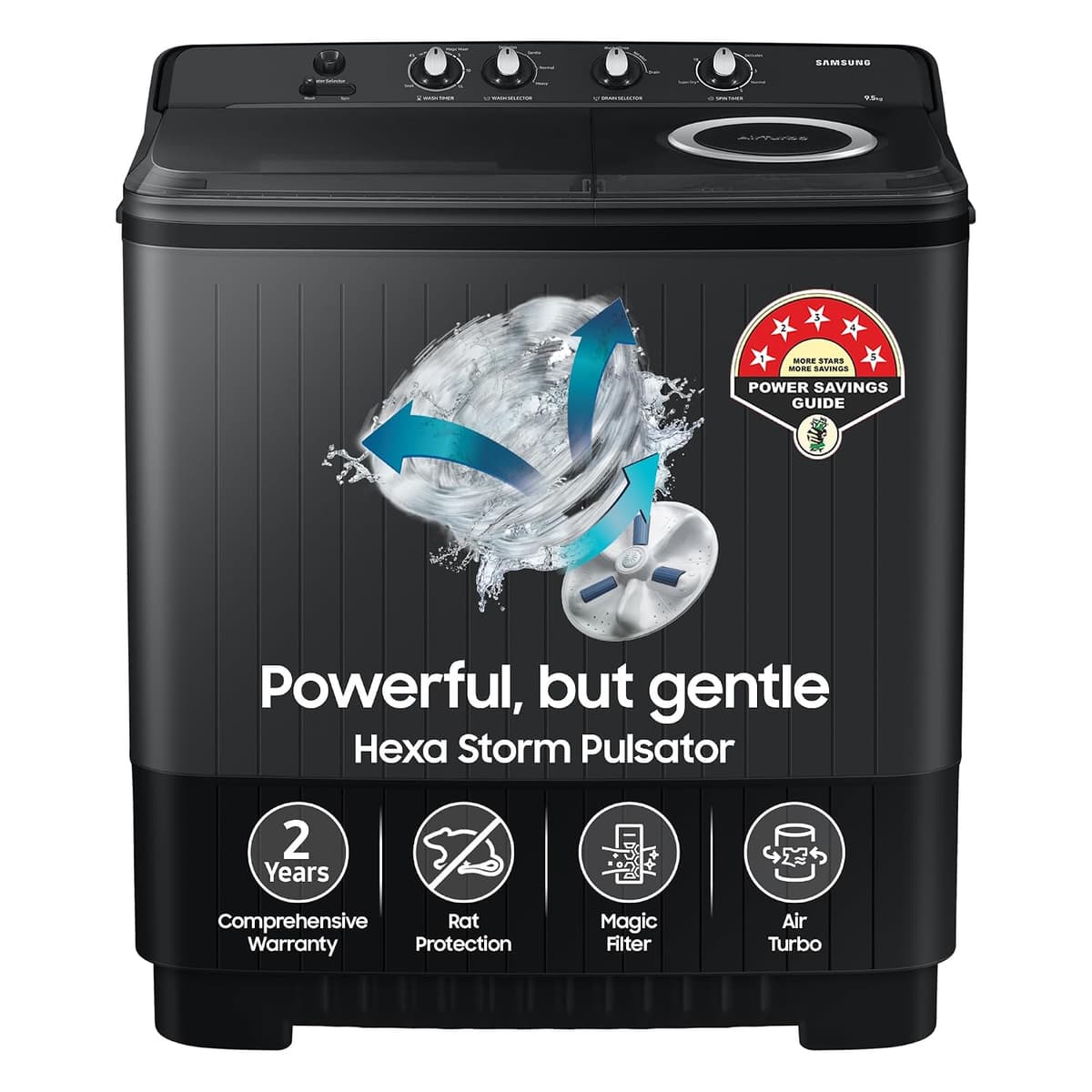 Samsung 9.5 Kg 5 Star Semi-Automatic Top Load (WT95A4260GD) - view 1