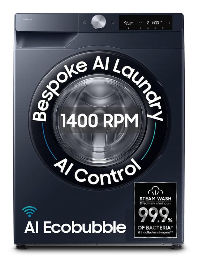 Samsung 12 Kg 5 Star AI Ecobubble Super Speed Wi-Fi Front Load (WW12DG6B24ASTL)