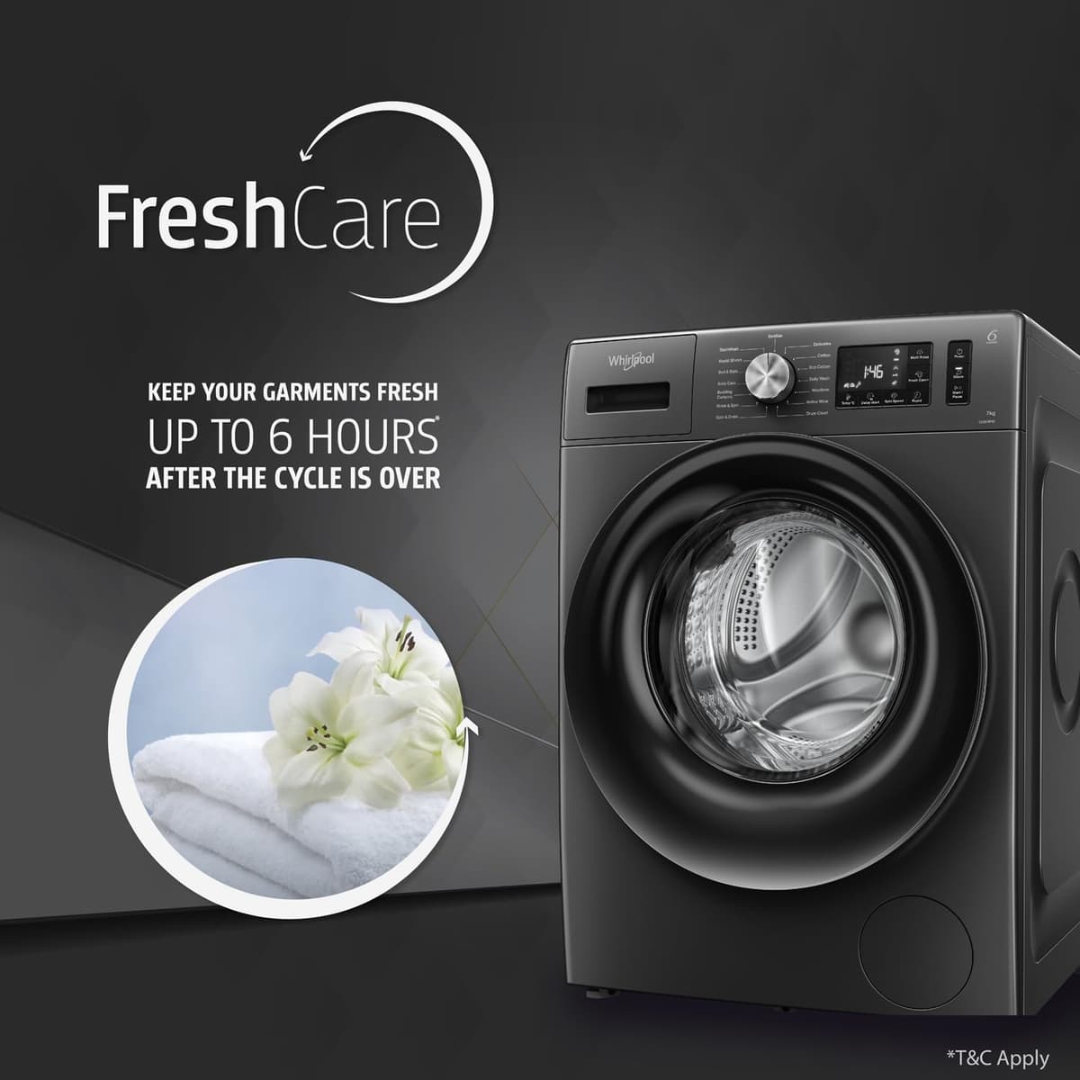 Whirlpool 7 Kg 5 Star Supreme Care Inverter Steam Front Load (SUPREME CARE 7012-E) thumbnail 3