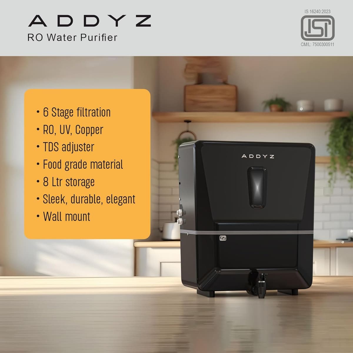 Addyz 8L RO+UV+UF Water Purifier with TDS Control thumbnail 3