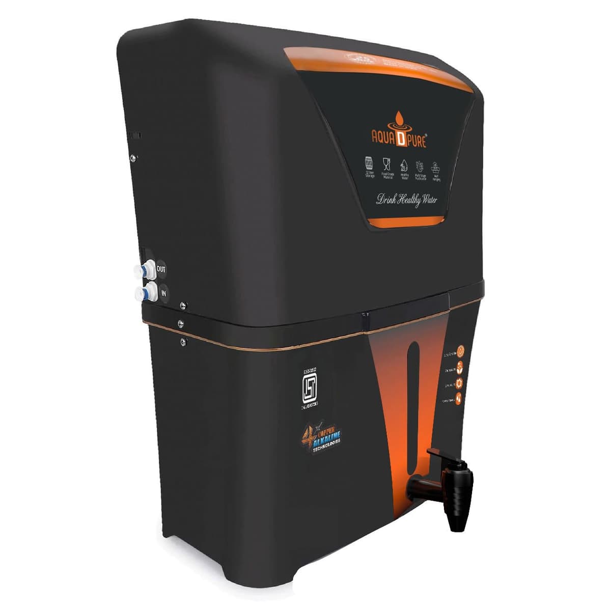 AQUA D PURE Alkaline RO+UV+UF Water Purifier with Copper (12L) thumbnail 2